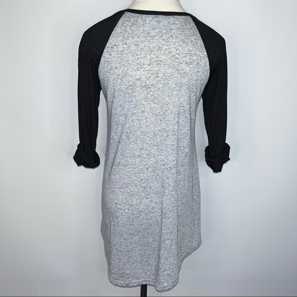 MOA MOA Gray Black Crew Neck Raglan Shirt Small Aztec Front Pocket - Picture 9 of 12